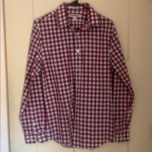 Express red blue and white plaid shirt